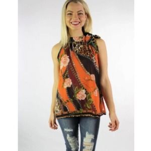 Floral and Leopard Print Halter